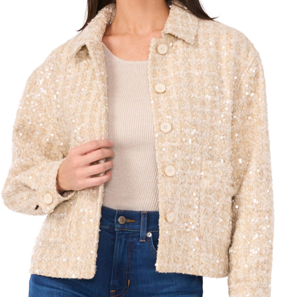 Women's Cream Sequin Jacket